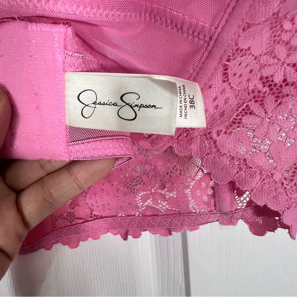 Jessica Simpson Coquette Elegant Pink Lace Bralette 38C - Picture 8 of 10
